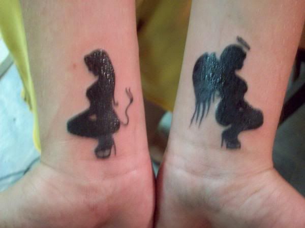 Devil and Angel Tattoo Girl