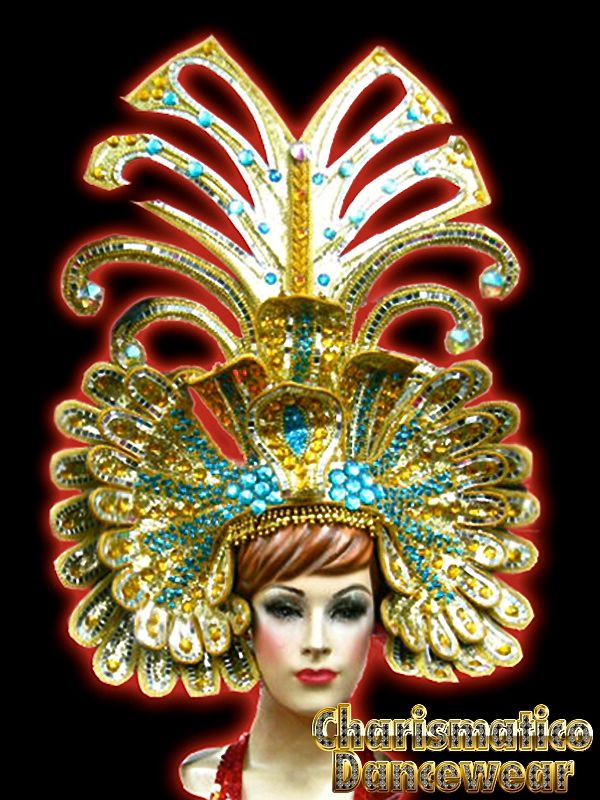 GOLD Drag Queen Pageant CABARET EGYPT CRYSTAL HEADDRESS