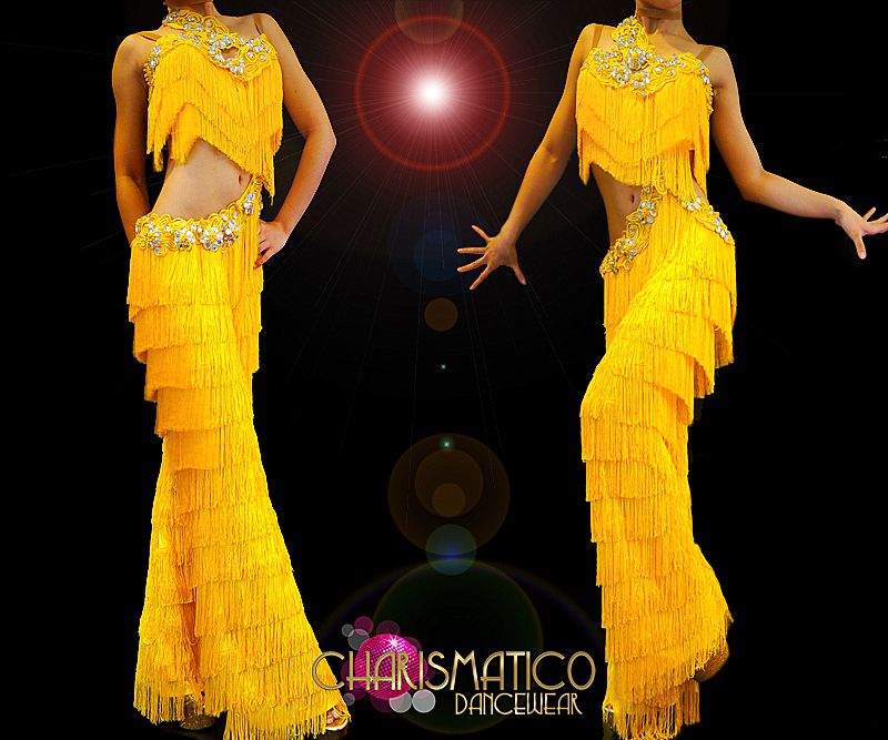 Charismatico Dance With The Stars Vibrant Sunny Yellow Latin Fringe