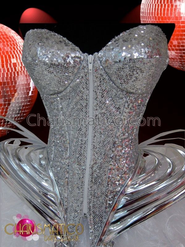 silver sequin corset top