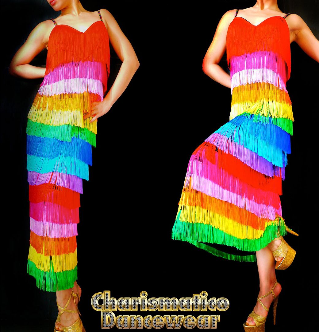 Custom RAINBOW fringe Drag dance GAY PRIDE GOWN Dress eBay