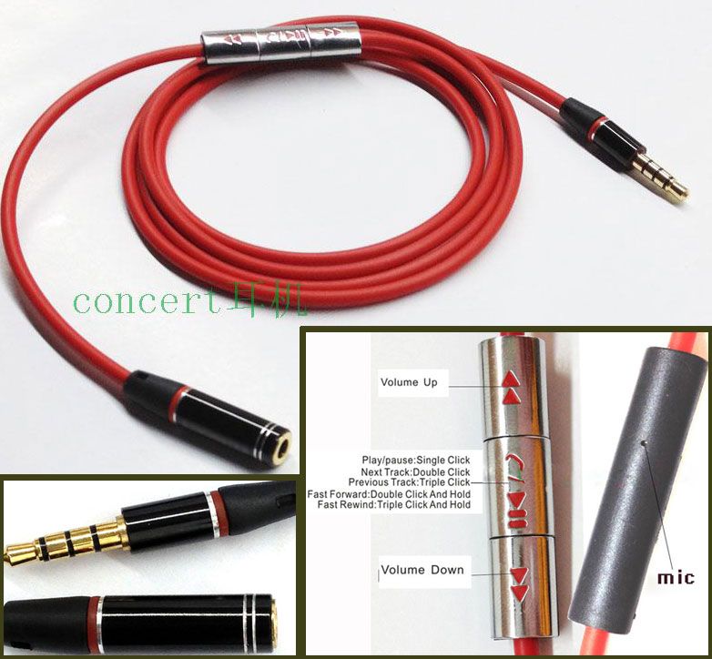 Headphone Adapter with Remote & Mic Extension Cable for Samsung Galaxy S3 i9300 eBay