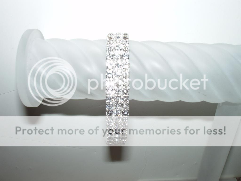 WEDDING BRIDAL CRYSTAL SILVER TONE STRETCH BRACELET 3rw  