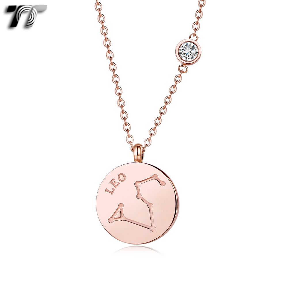 Tt Rose Gold Stainless Steel Leo Constellation Pendant Necklace Np378 New Ebay