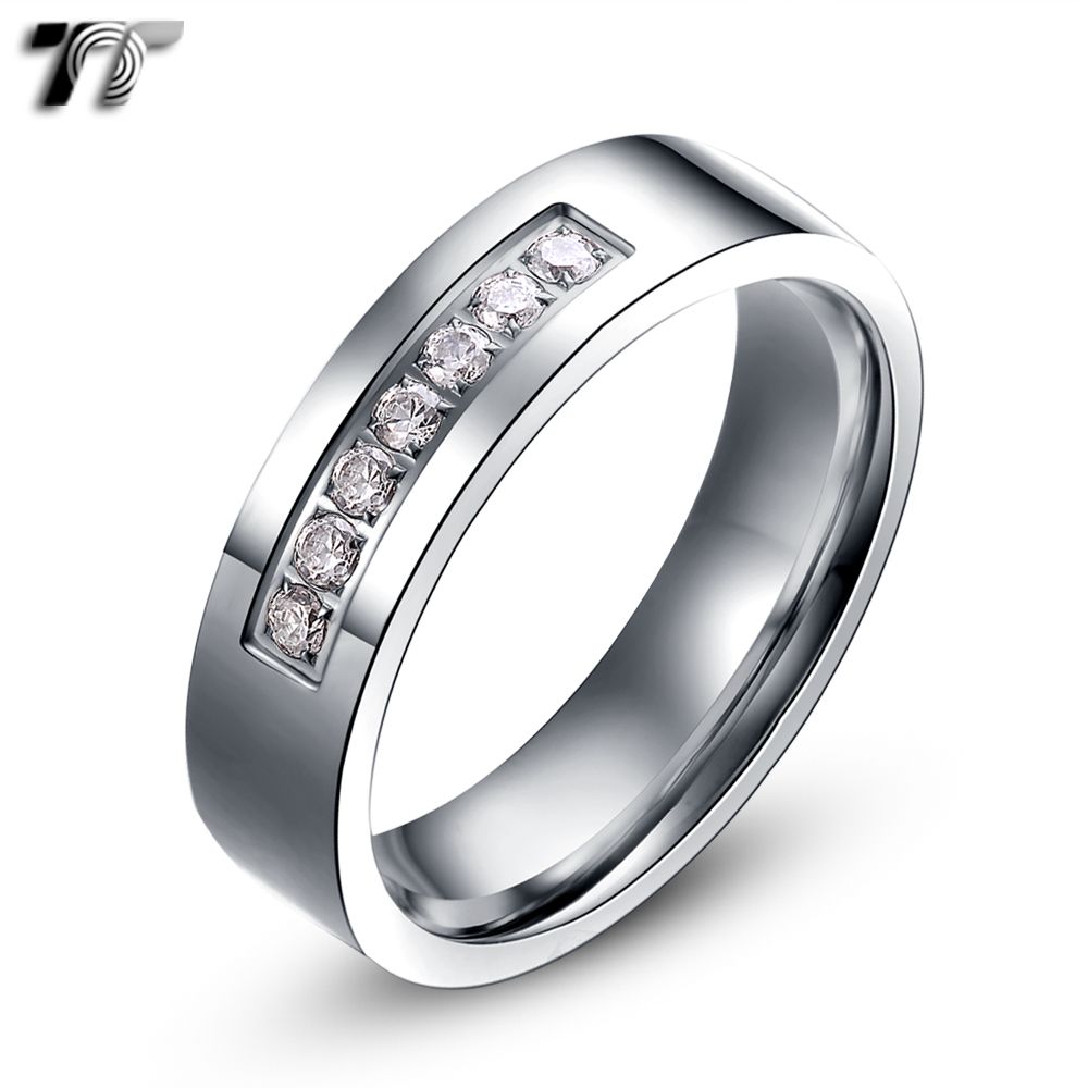 TT Stainless Steel Eternity CZ Wedding Band Ring Size 514