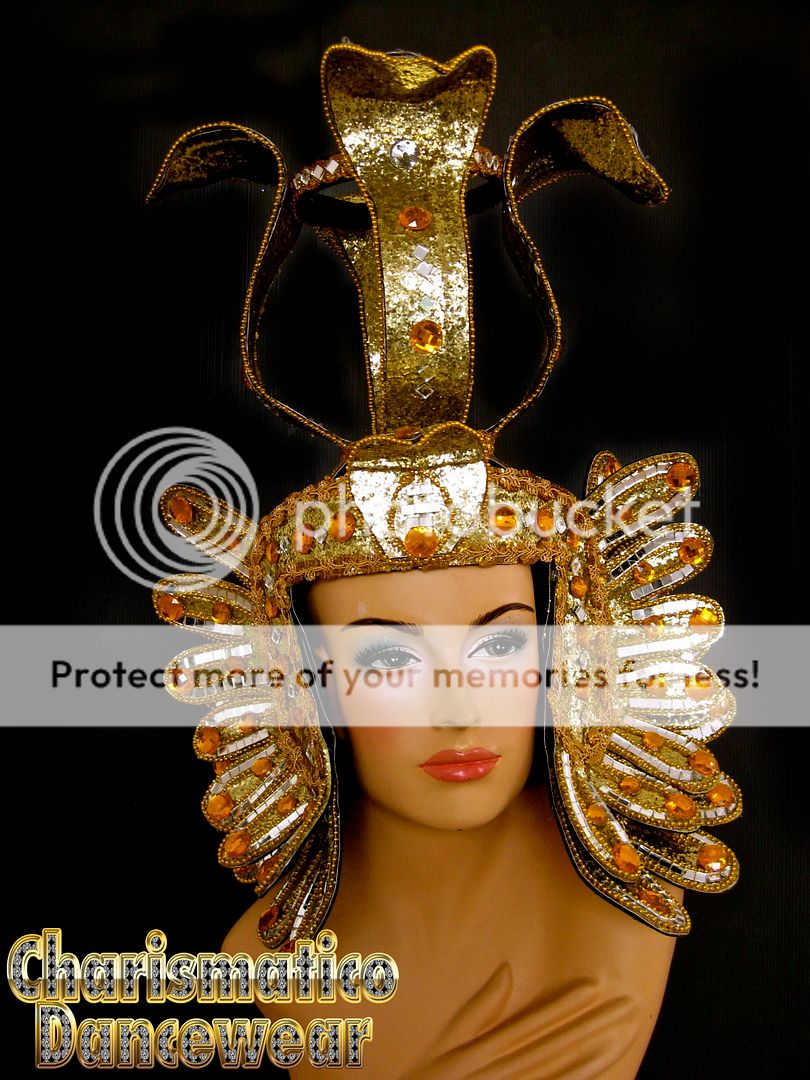 GOLD Drag Queen Pageant CABARET EGYPT CRYSTAL HEADDRESS  