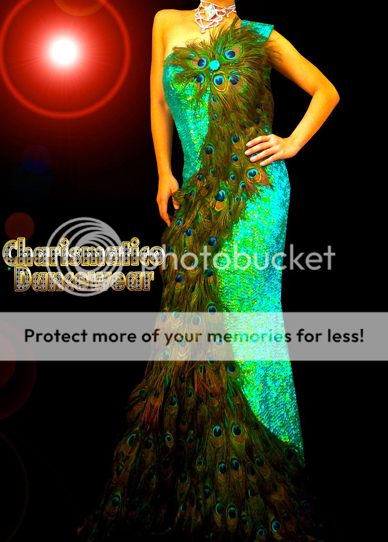 CHARISMATICO GREEN PAGEANT TRANSVESTITE DRAG QUEEN Feather PEACOCK ...