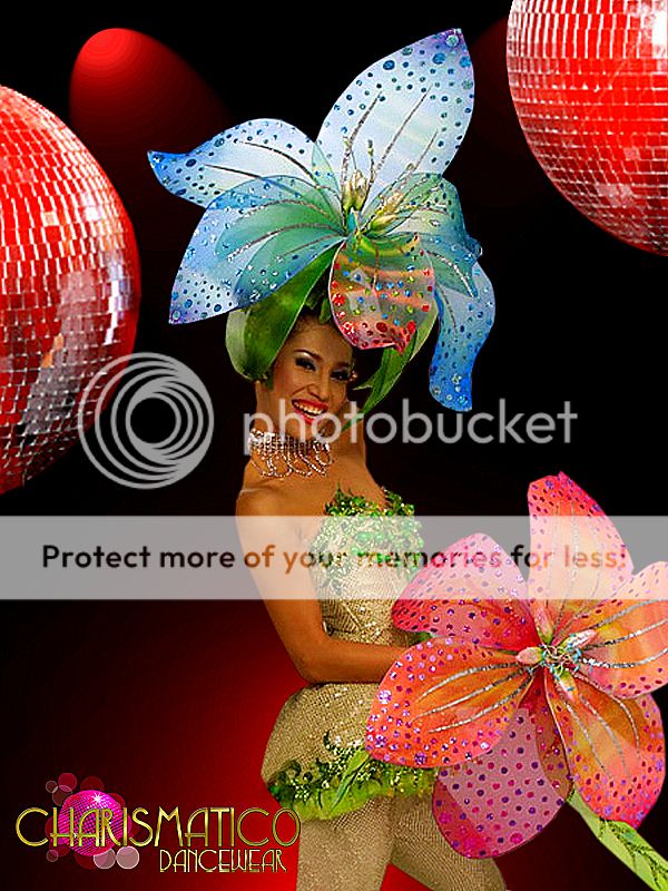  Inspired Tropical Pale Blue Flower Headdress with Glitter Highlights