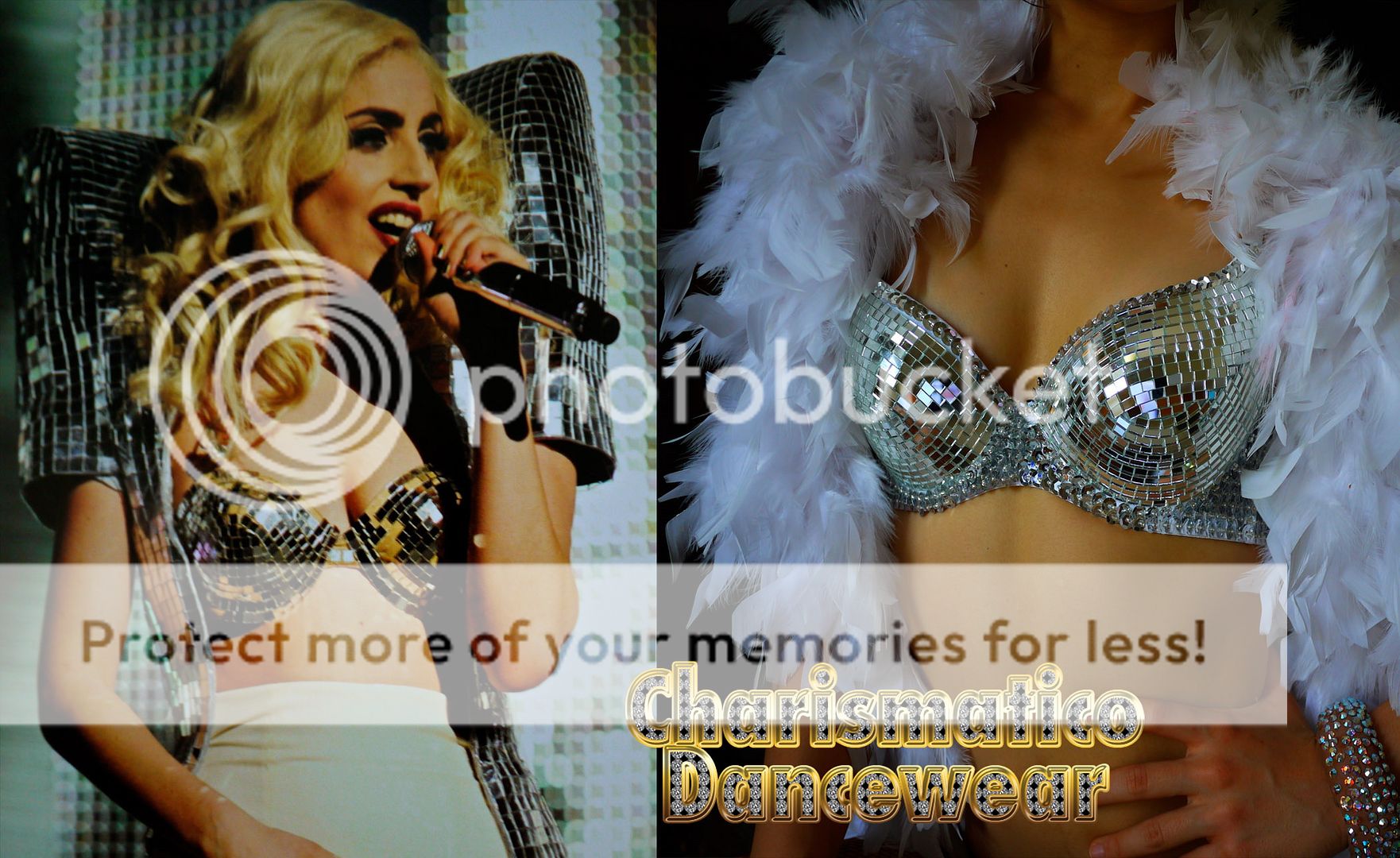 CUSTOM GAGA BURLESQUE SHOWGIRL MIRROR DISCO BALL BRA  