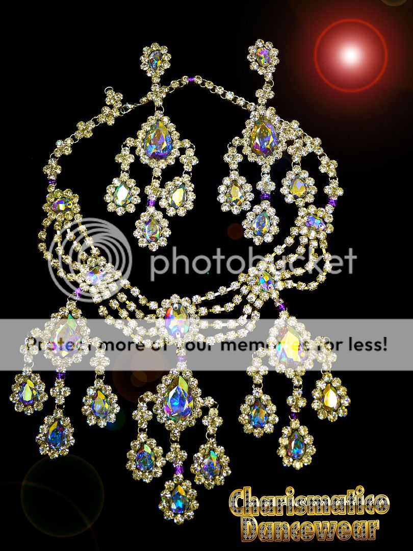 Beauty Pageant Rhinestone CRYSTAL AB Dangling Tear DROP necklace 