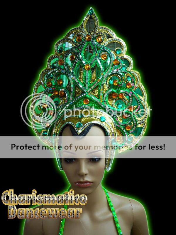 GREEN Drag Queen Pageant CABARET BURLESQUE HEADDRESS  