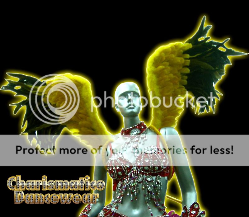 YELLOW Drag CABARET Feather ANGLE WING SHOULDER COLLAR  