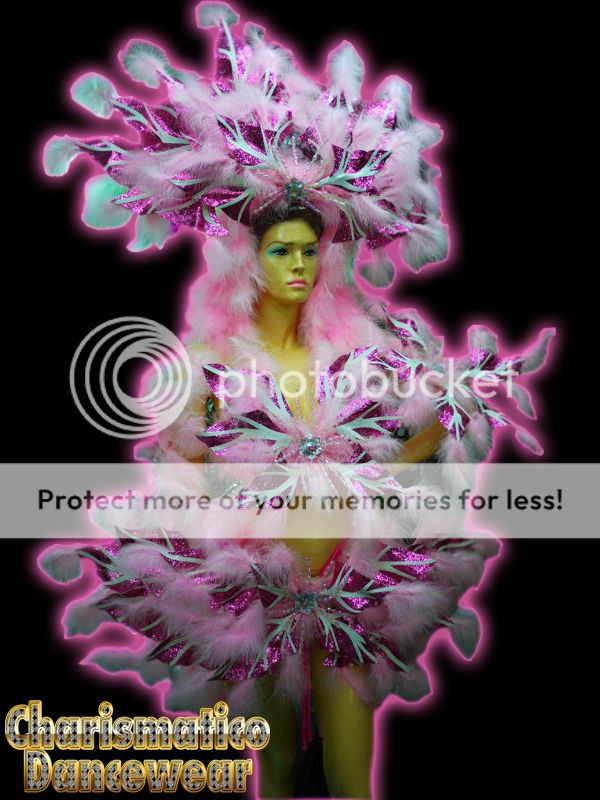 SUGAR PINK BURLESQUE Feather SHOW Headdress Costume set  