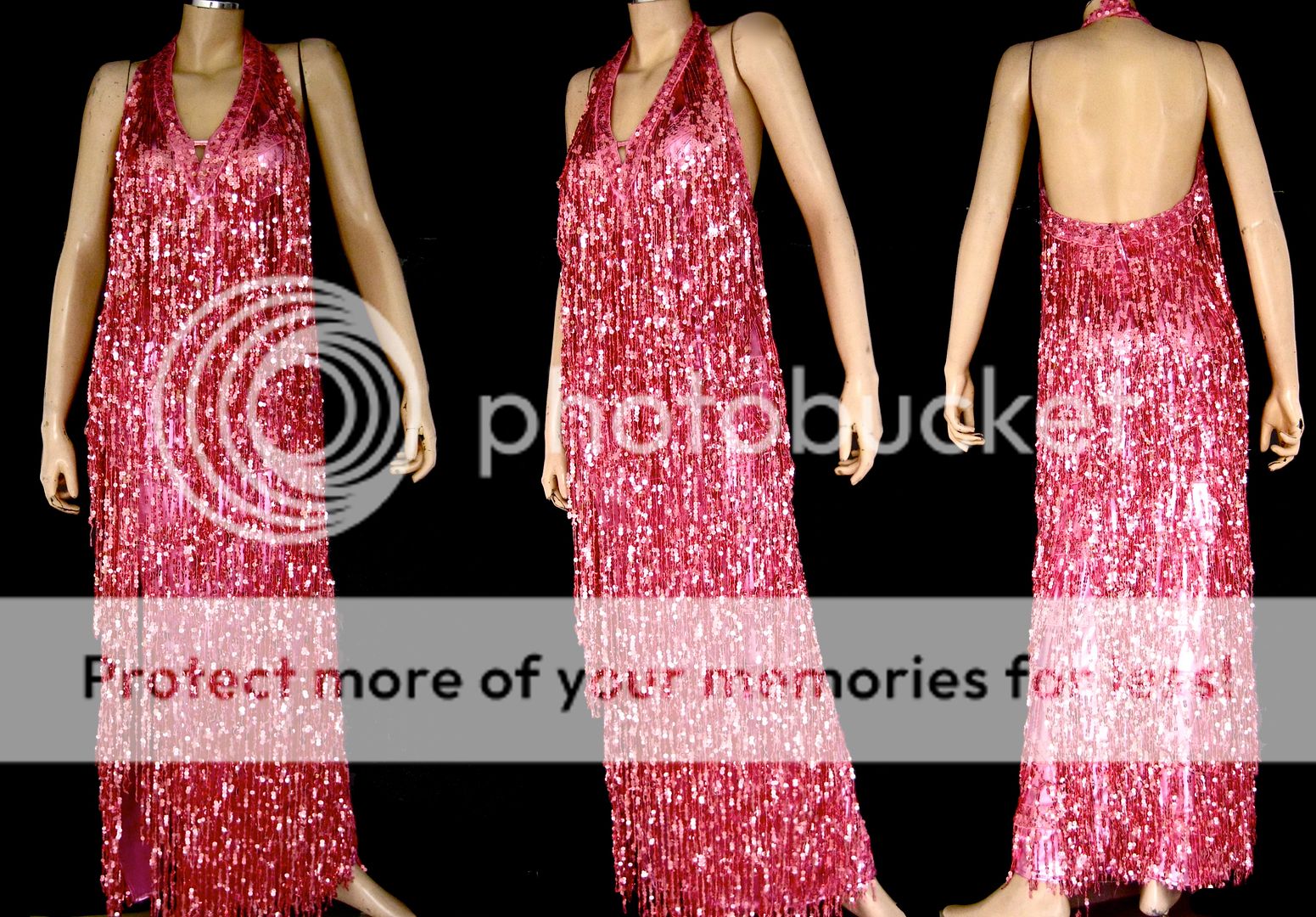 PINK CABARET Fringe SEQUIN Drag Dance Costume DRESS  